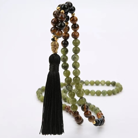 Jade and tigers eye meditation mala - Picture 2 of 8